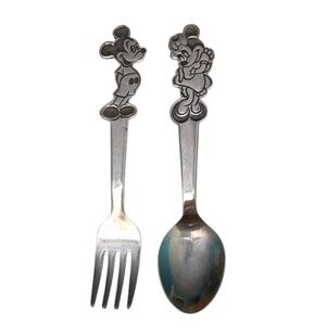 VNT Disney Mickey & Minnie Mouse Child’s Fork & Spoon Set-Stainless Steel
